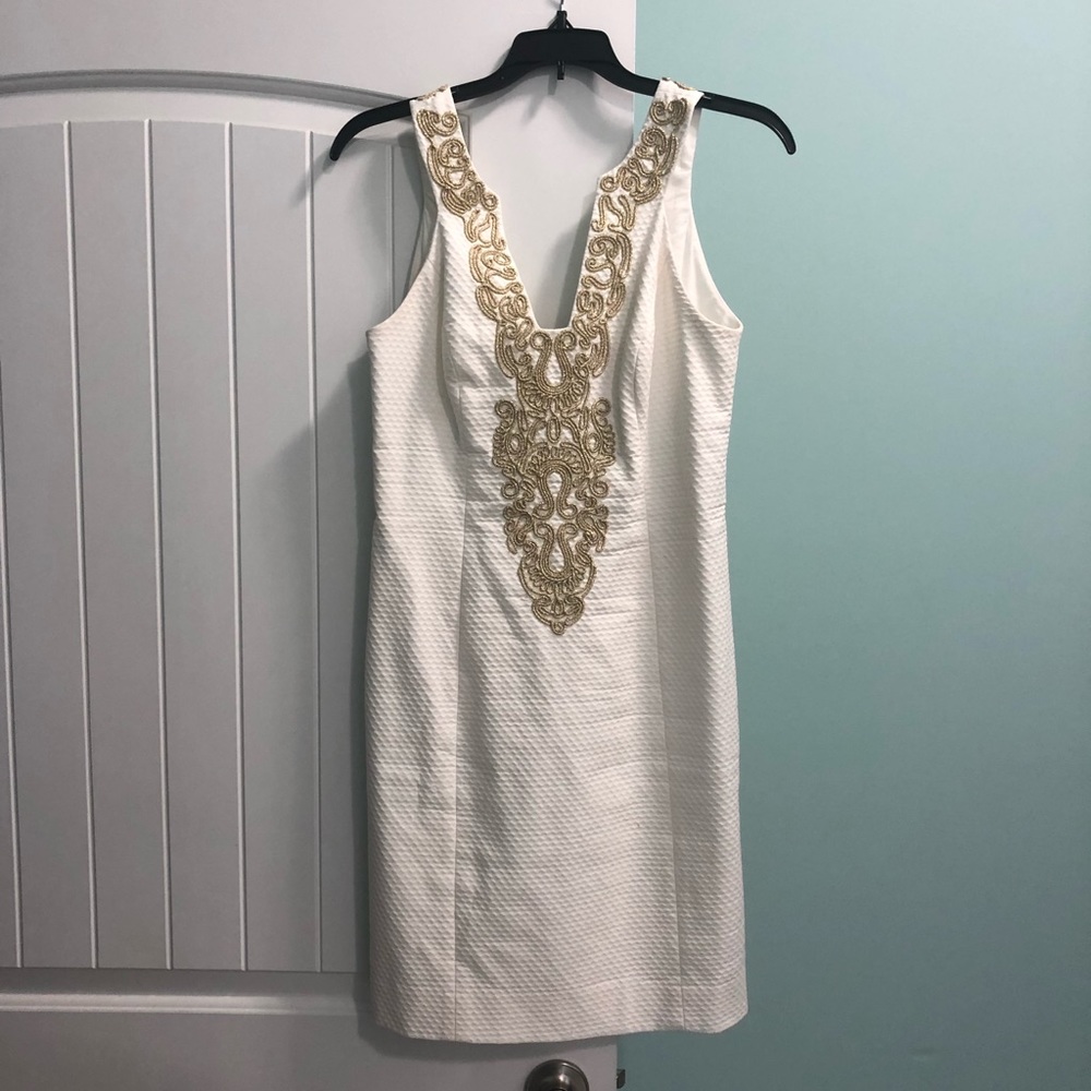 Lilly Pulitzer Shift Dress White and Gold